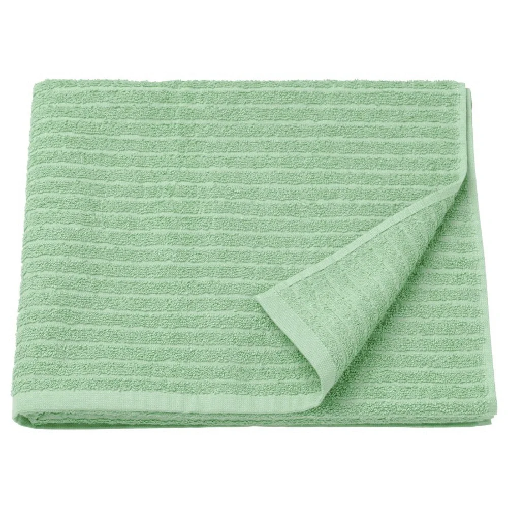 Light Green Ribbed Cotton Bath Towels - Set of 2